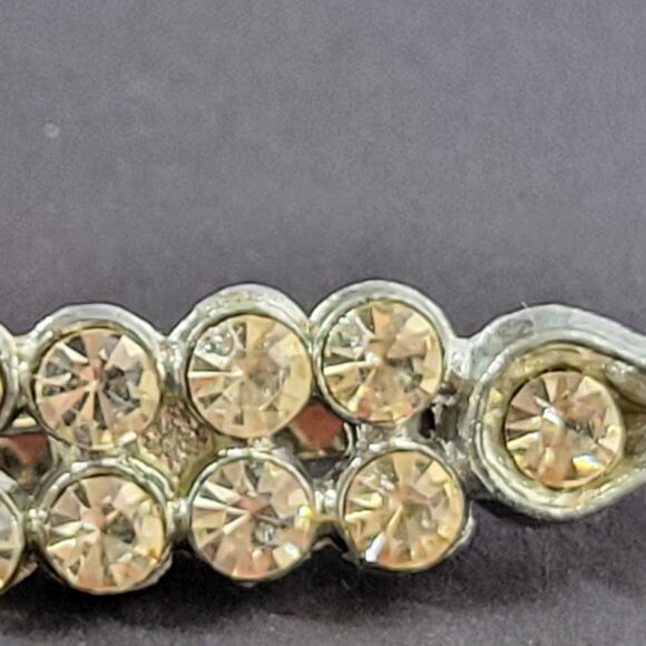 Vintage Rhinestone Silver Tone Bar Brooch Pin 1.71" Long Sparkly Faceted - Picture 9 of 12